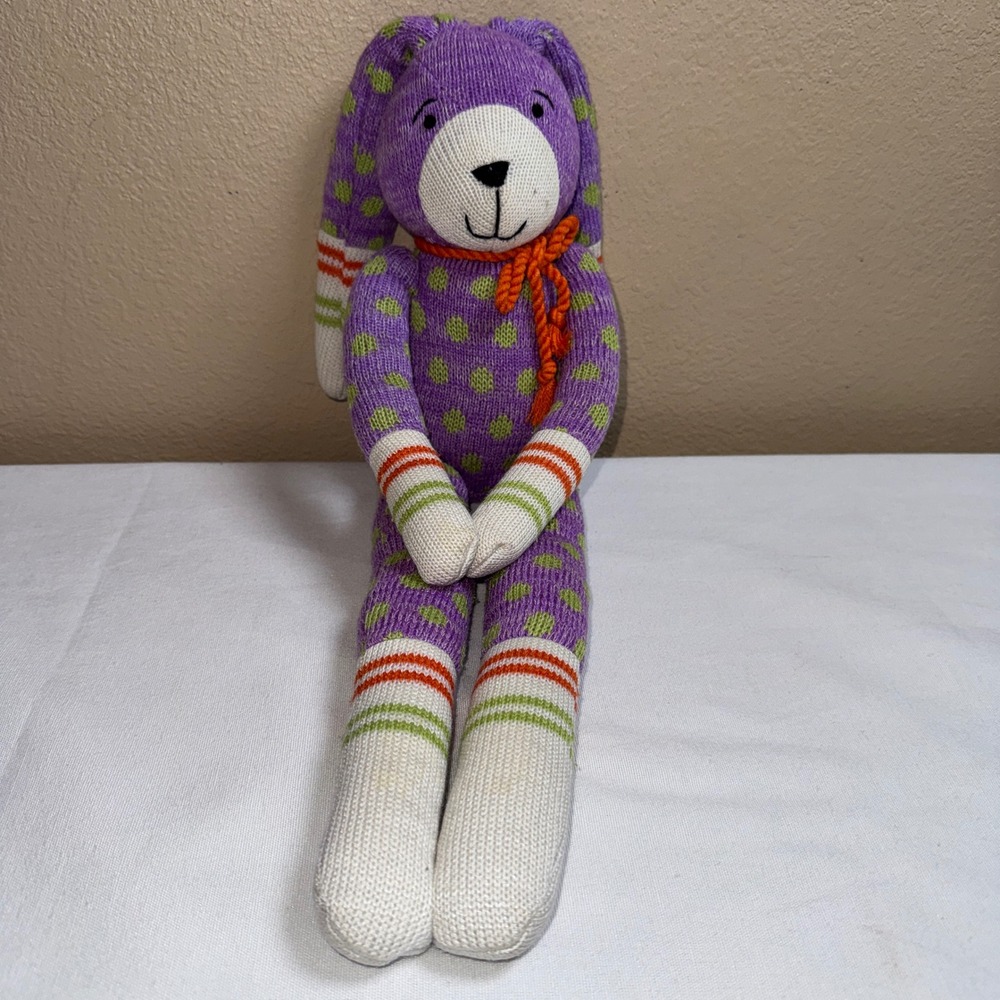 Midwest CBK Purple Polka Dot Knit Bunny Rabbit Plush Long Floppy Ears 24 Inch